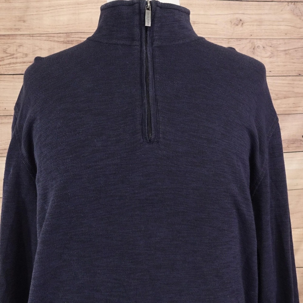 Van Heusen Sweater Mens 2XL Blue Mock Neck 1/4 Zip Pullover Knit Long Sleeve